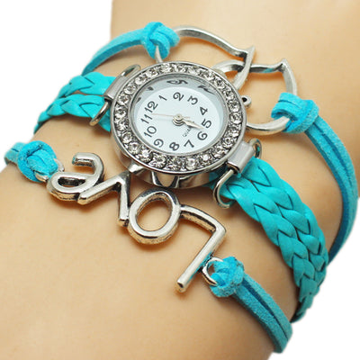 Reloj Pulsera Doble Corazón Tejido Multicapa - Acero Aleado - Image 10