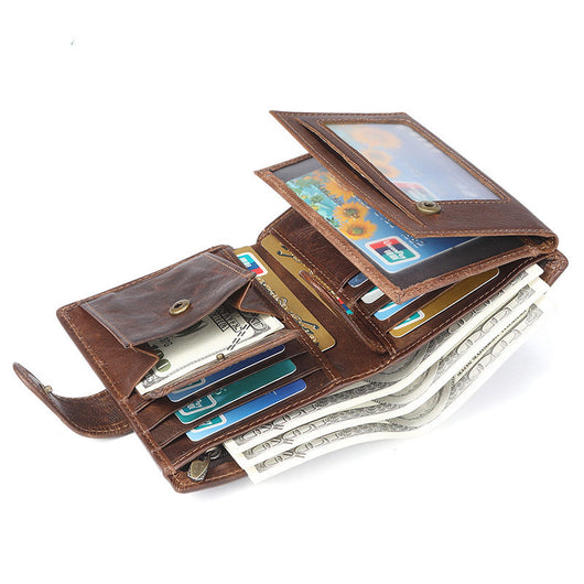 Billetera de Cuero para Hombre Estilo Retro Crazy Horse - Compacta y Clásica - Image 10