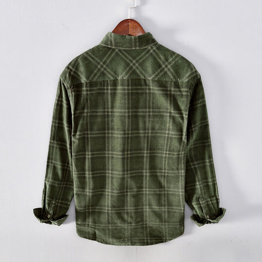 Camisa Casual de Cuadros en Pana de Algodón para Hombre - Image 9