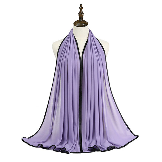 Pañoleta de Gasa con Perlas y Flecos Elegante
