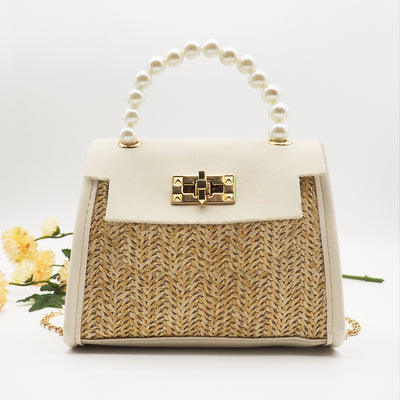 Bolsa Tejida Estilo Pastoral para Niña - Bolso Mensajero de Paja Portátil - Image 4