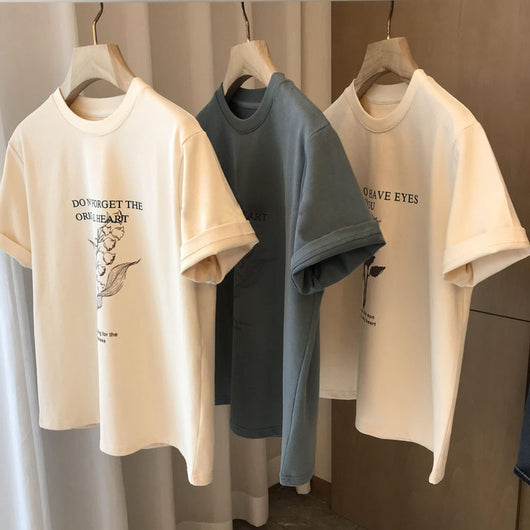 Playera de Algodón Estampada con Letras - Manga Corta para Todas las Estaciones - Image 3