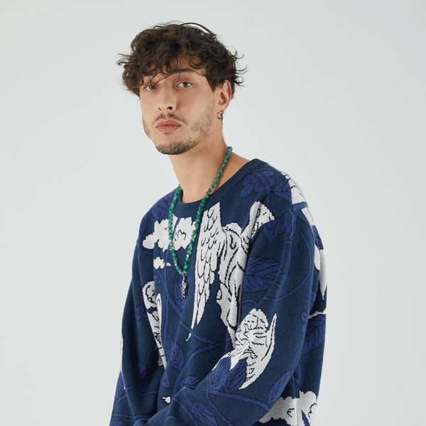 Suéter Tejido Cuello Redondo Casual con Estampado Xiangyun Angel