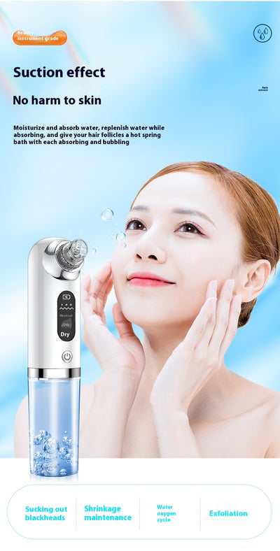 White and silver electric blackhead remover with clear water tank, purple suction head, and multiple probes. - Image 16