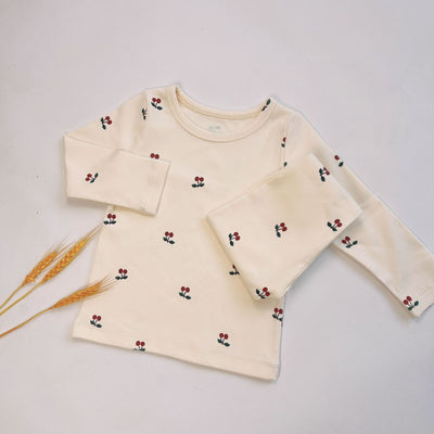 Light yellow infant long-sleeved pajama set with milk bottle and cookie print, suitable for homewear. - Image 18