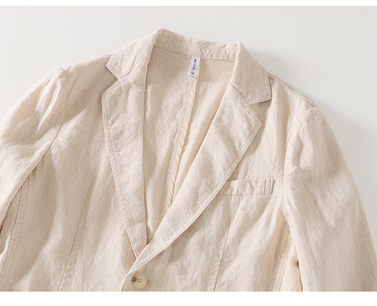 Traje de Lino con Cuello Clásico - Diseño Retro Fácil de Combinar - Image 10
