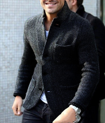 Cardigan Grueso Slim Fit Cuello Alto Cálido para Hombre