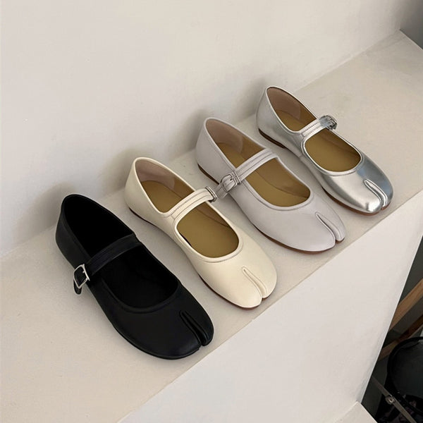 Zapatos Tabi con Hebilla Retro Negro para Mujer