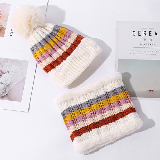 Gorro Tejido Grueso a Rayas con Combinación de Colores para Mujer - Image 4