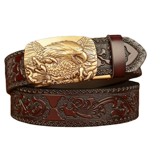 Cinturón de Cuero con Hebilla Automática y Águila Grabada Personalizada - Image 5