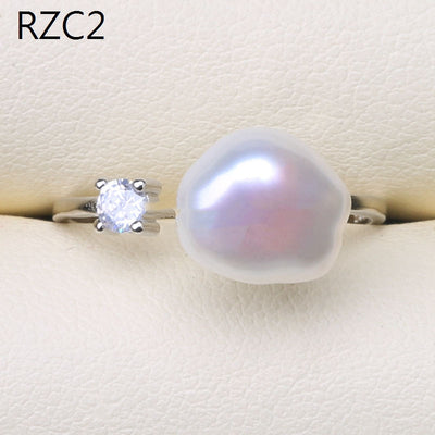 Anillo de Perla Barroca Natural Diseño Luna Platino - Image 9