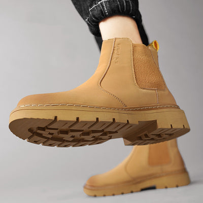 Bota de Trabajo Estilo Británico Otoño Invierno con Suela Gruesa y Caña Alta - Image 5