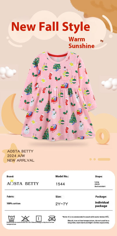 Vestido Navideño Infantil de Algodón Estilo Europeo con Diseño de Princesa - Image 7