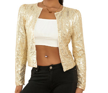 Chaqueta Cropped con Lentejuelas y Bloques de Color - Image 3