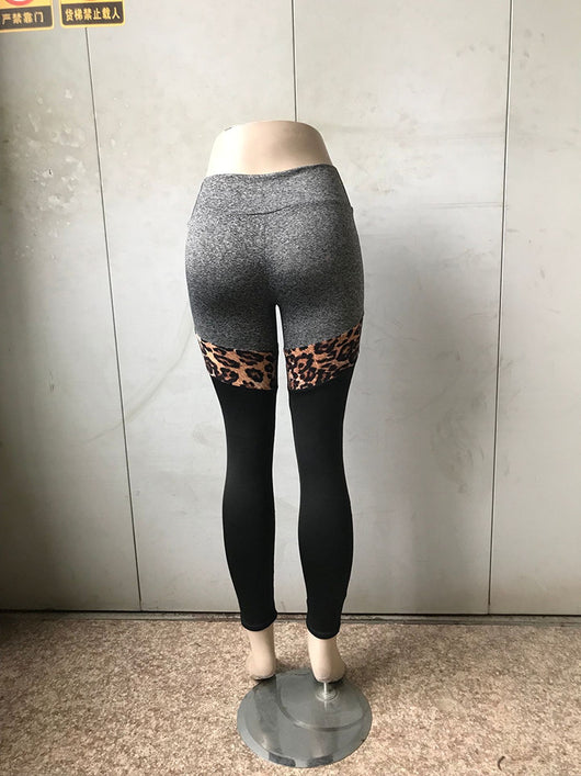 Leggings Deportivos Estampado Leopardo Gris y Negro - Image 4