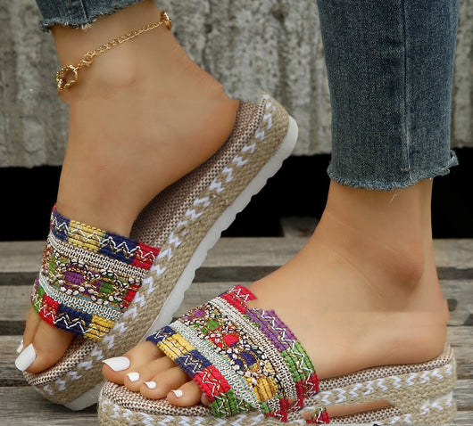 Sandalias Étnicas Verano Mujer - Chanclas Plataforma Gruesa Colores Pastel - Image 8