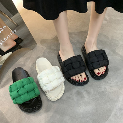 Pantuflas Tejidas de Suela Gruesa para Mujer - Comodidad de Verano - Image 9