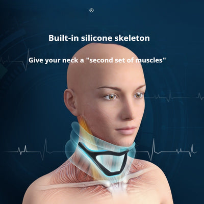 Pink bionic breathable neck guard for cervical vertebra care, designed to prevent bowing and neck leaning forward, shown with a grey storage bag. - Image 4