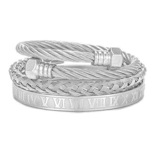 Pulsera de Acero Titanio Estilo Punk con Diseño Romano - Image 25