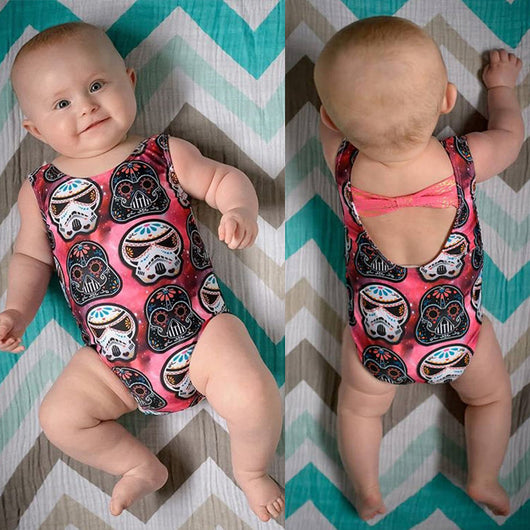 Traje de Baño Niña Estampado Calavera Cartoon - Image 4