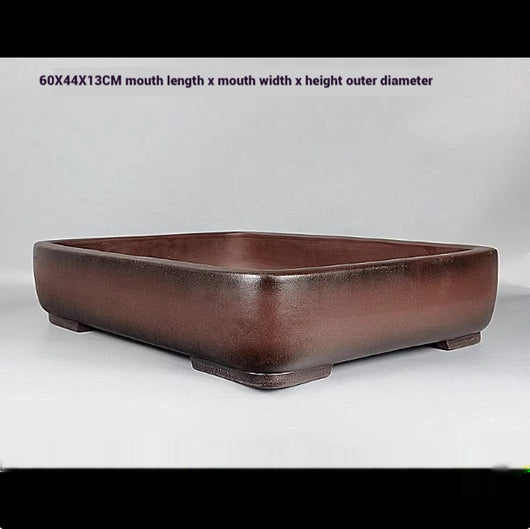 Maceta Artesanal Rectangular de Barro Púrpura Antiguo - Image 3