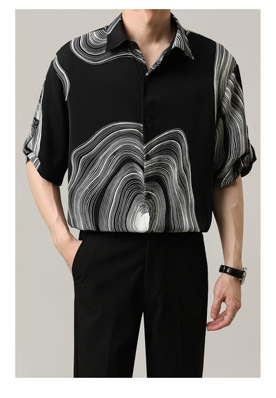 Camisa Casual Hombre Manga Corta Contraste Retro Suelta - Image 16