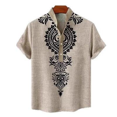 Camisa Hombre Lino Manga Corta Impresión Digital 3D - Image 5