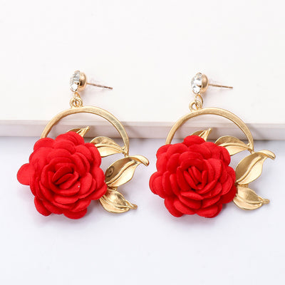 Aretes Colgantes de Tela Floral - Image 4