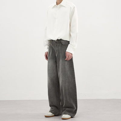 Pantalones Vaqueros Gris Lavado Básicos para Hombre - Otoño Invierno - Image 4