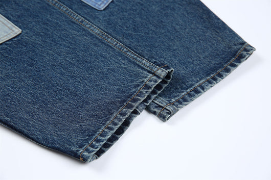 Jeans Vintage Deconstruido con Parches Pesados Lavado Retro - Image 11