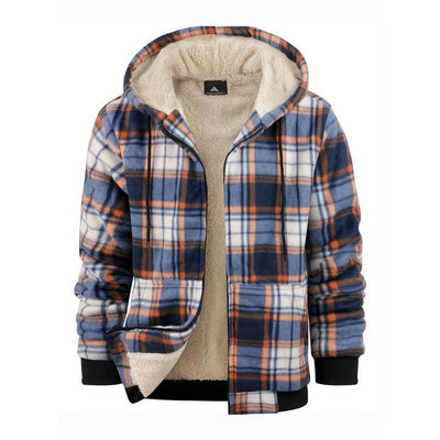 Chaqueta Impermeable de Lana a Cuadros con Capucha para Hombre - Image 7