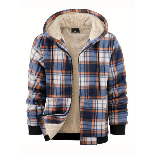 Chaqueta Impermeable de Lana a Cuadros con Capucha para Hombre - Image 7