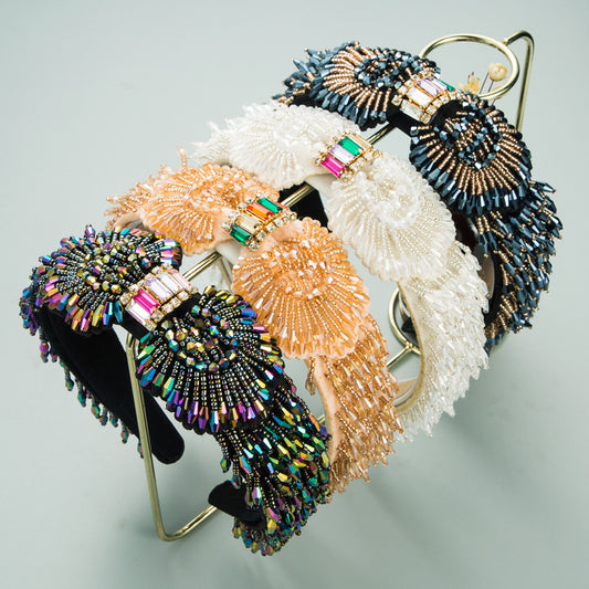 Diadema Cristal Barroco con Flecos Laterales Ancho