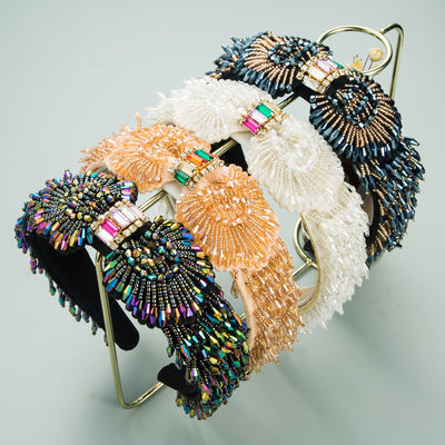 Diadema Cristal Barroco con Flecos Laterales Ancho