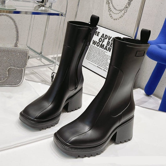 Botas de Lluvia Impermeables con Suela Gruesa y Cremallera Lateral - Image 6
