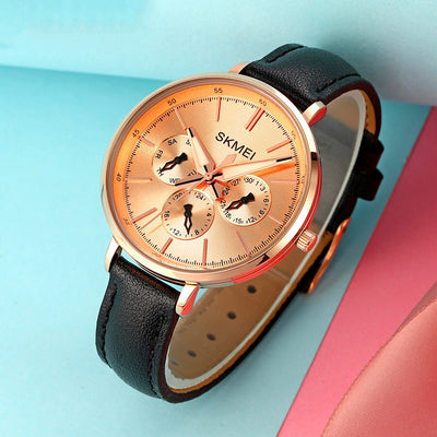 Reloj de Cuero Genuino para Mujer con Diseño Retro y Correa de Seis Pasadores