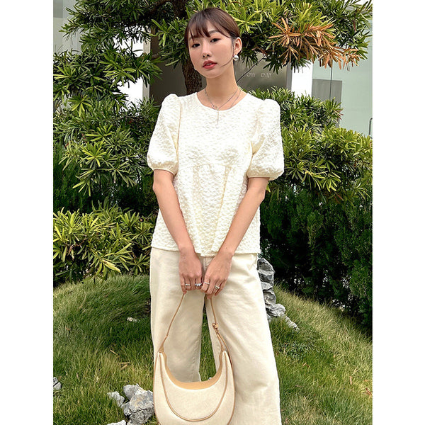 Blusa Elegante de Manga Globo Rejuvenecedora para Mujer