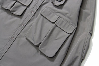 Camisa Universitaria Holgada con Múltiples Bolsillos de Manga Larga - Image 16
