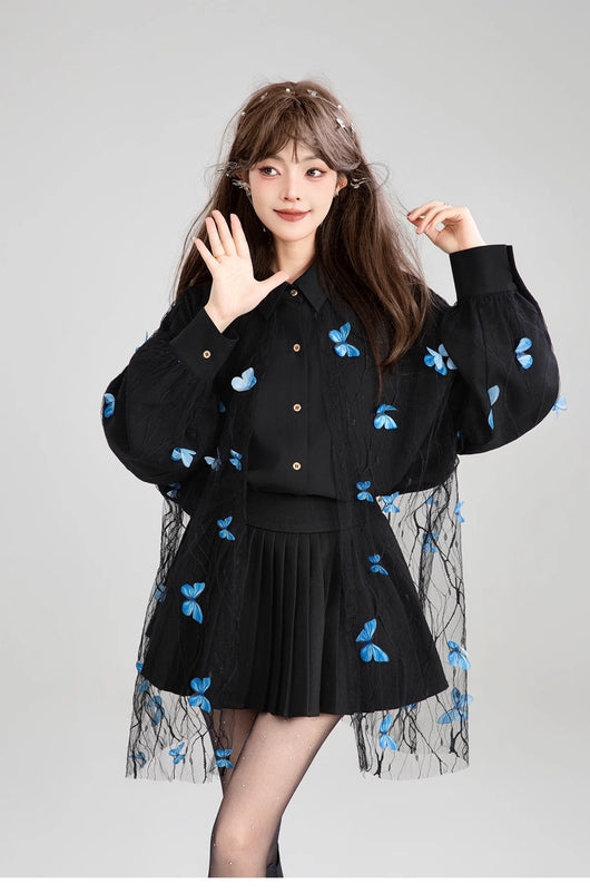 Blusa de Encaje Bordado con Patchwork Estilo Francés - Image 5