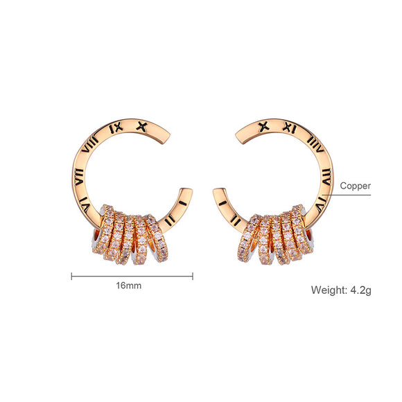 Aretes Personalizados con Números Romanos y Circonita - Elegancia Minimalista