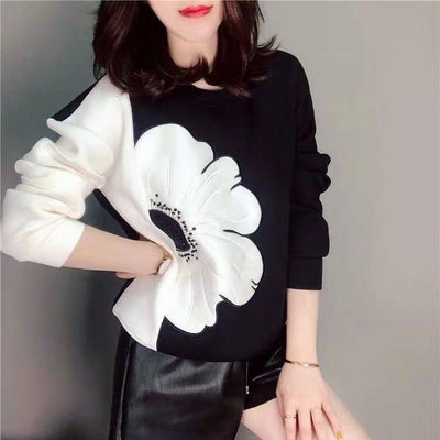 Blusa Holgada de Manga Larga para Mujer - Cuello Redondo Primavera - Image 4