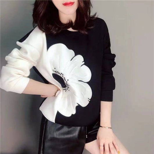 Blusa Holgada de Manga Larga para Mujer - Cuello Redondo Primavera - Image 4