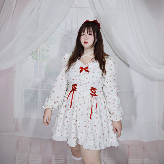 Vestido Largo de Cintura Alta con Mangas Largas y Estampado Floral Suave - Image 3