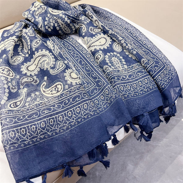 Foulard Étnico Estampado Cachemira Protección Solar Velo Ligero