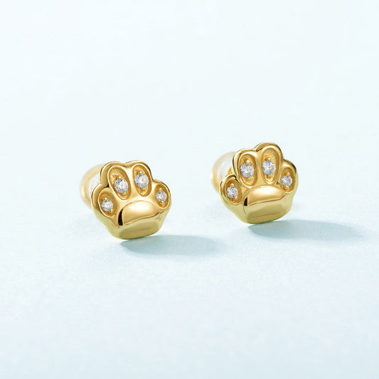 Aretes de Garra de Gato con Circón en Oro Amarillo 9K para Mujer