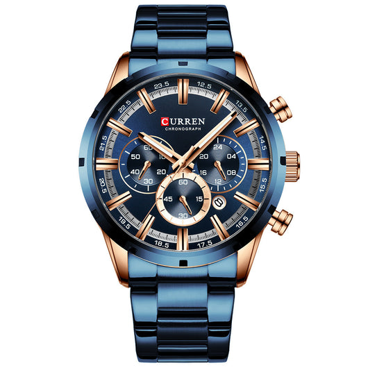 Reloj de Pulsera Ejecutivo Acero Inoxidable con Calendario de Seis Esferas - Image 3