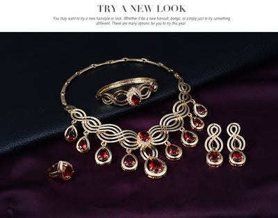 Conjunto Elegante de Collar y Aretes con Gemas de Fantasía - Image 5