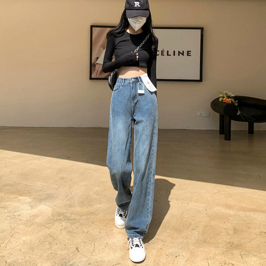 Pantalones Vaqueros Pierna Ancha Talla Grande para Mujer Otoño e Invierno