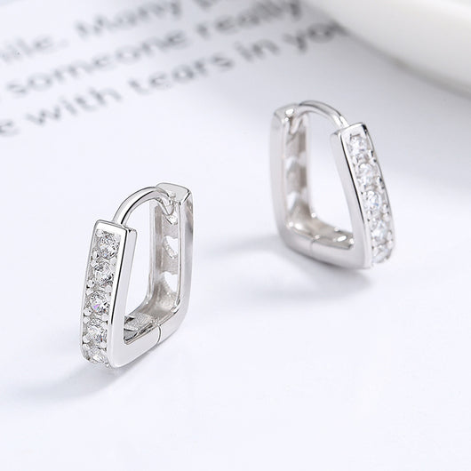 Aretes de Plata 925 Diseño Hueco U con Diamantes - Elegancia Minimalista - Image 2