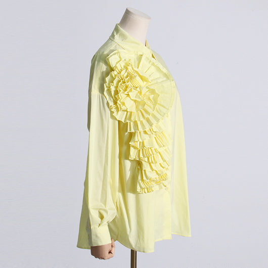 Blusa Casual con Flores Tridimensionales y Detalles de Volantes - Image 9